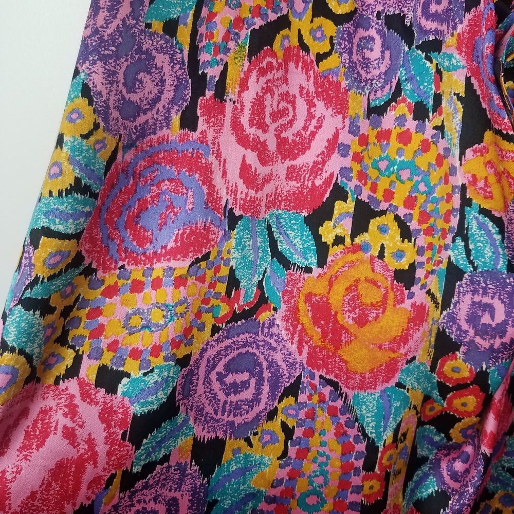 Vintage | 100% Silk Strapless Colorful Dress 1980s - Picture 6 of 7